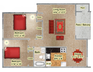 Eagles Walk Apartment Homes 2 Bedroom Floor Plan