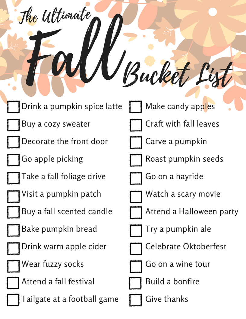 Ultimate Fall Bucket List + Printable Checklist - Hirschfeld Apartments