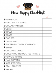 buying a new puppy checklist