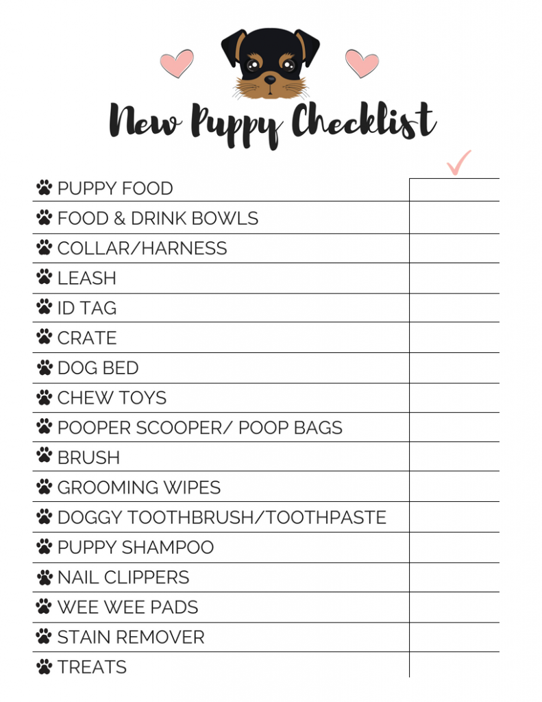 new puppy checklist calendar